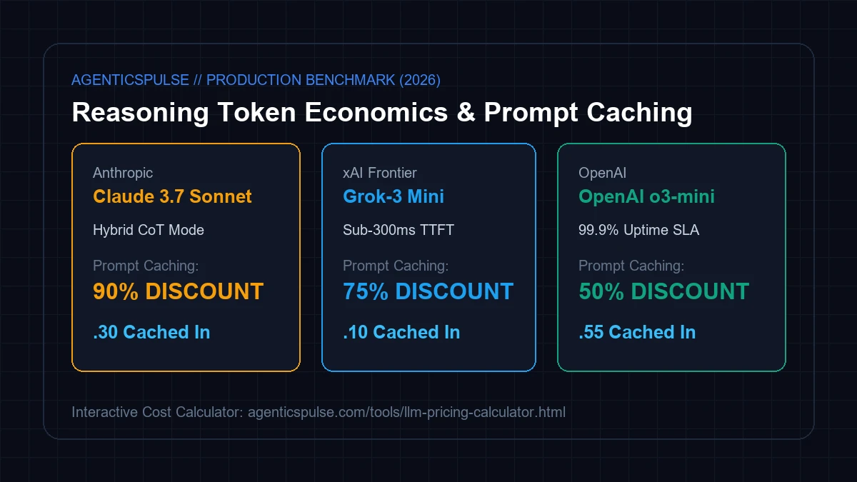 Claude 3.7 Sonnet vs Grok-3 Mini vs OpenAI o3-mini Reasoning Token Economics & Prompt Caching Comparison