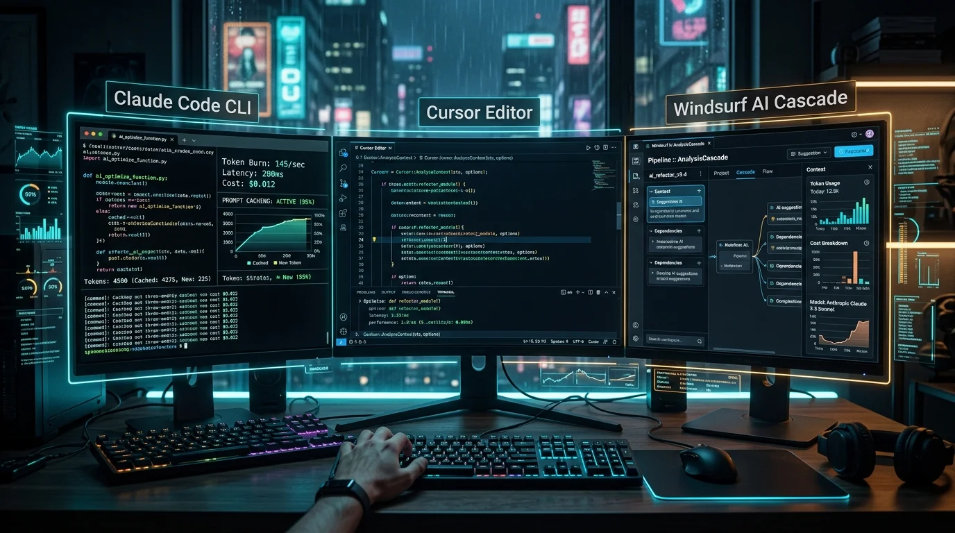 Claude Code CLI vs Cursor vs Windsurf: Real-World Token Cost, Caching ROI, and Agentic Traps in 2026